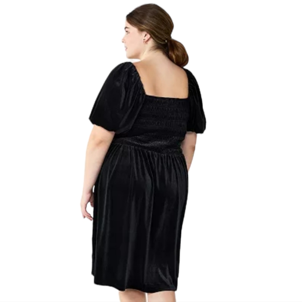 Draper James RSVP Short Sleeve Velvet Dress, Black, Plus Sizes 1X - Picture 2 of 3